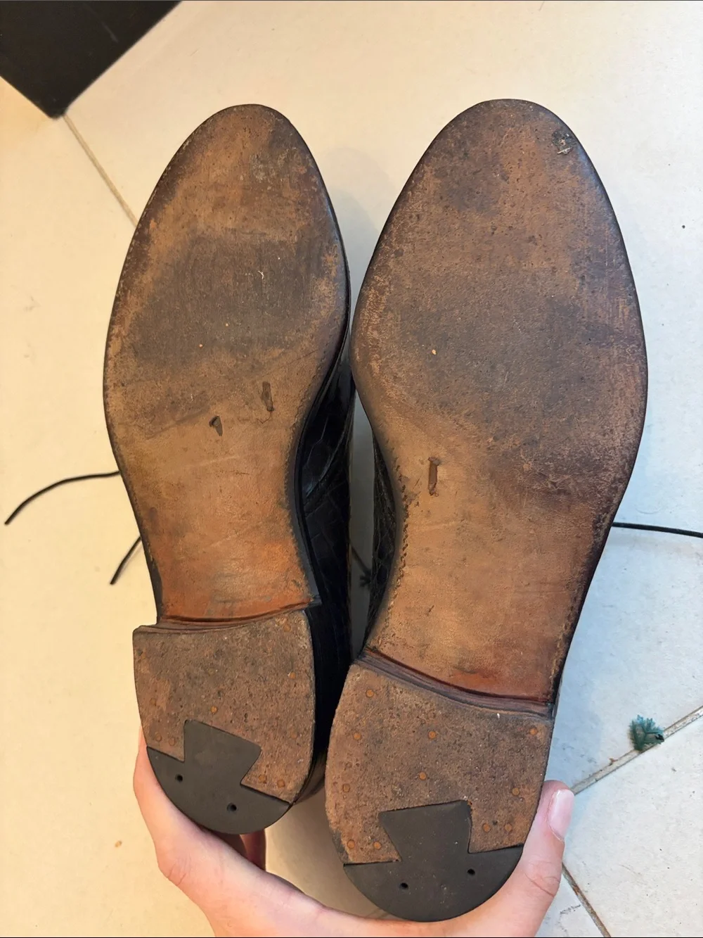 Church's Black Croc-Embossed Leather Derby Shoes